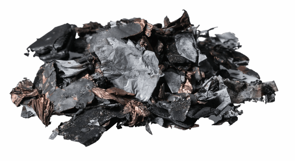 Recycled shredded battery material
